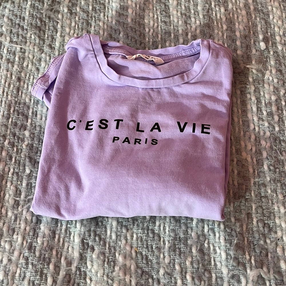 Purple c’est la vie paris cropped shirt